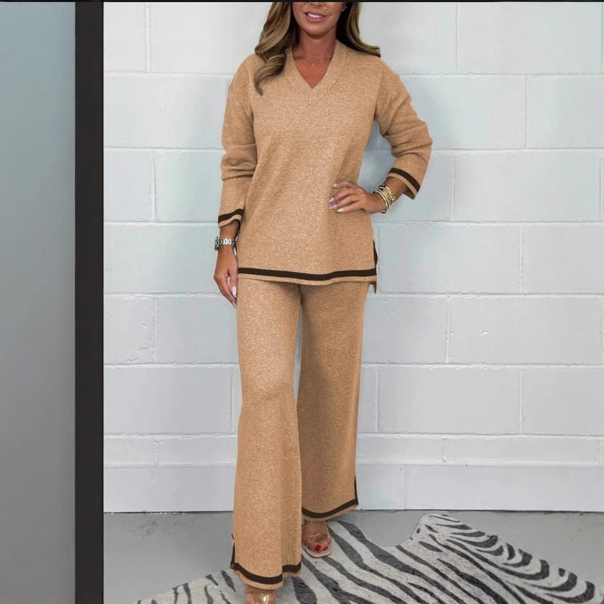 Damen Lässiges Strick-Set mit weitem Schnitt und eleganten Kontrasten ModeGeist