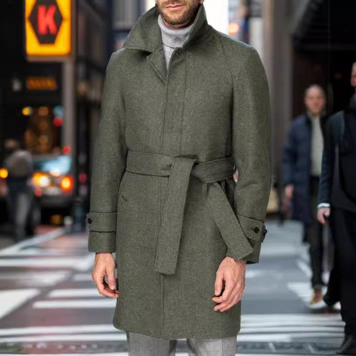Herren eleganter Mantel mit Gürtel und klassischem Revers ModeGeist