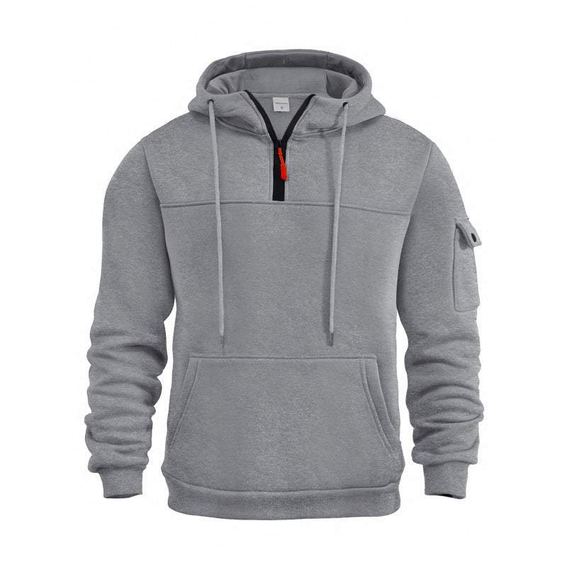 Herren Funktionaler Kapuzenpullover mit Halbreißverschluss und Seitentaschen ModeGeist