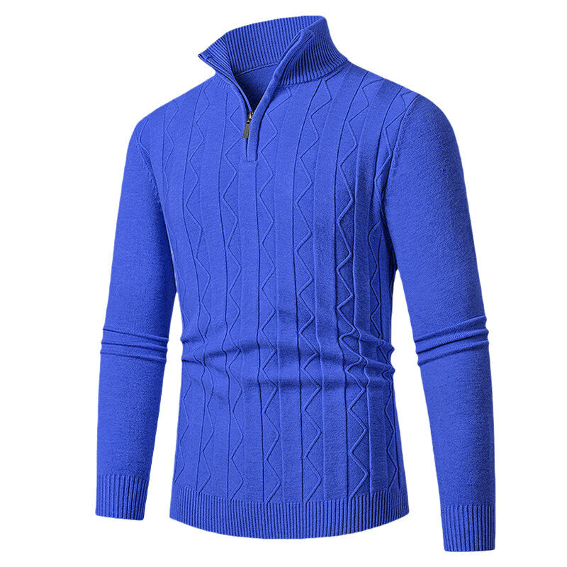 Herren Strickpullover mit stylischem Reißverschluss und Zopfmuster ModeGeist