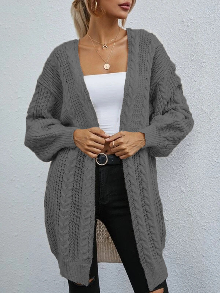 Damen Grobstrick Cardigan mit lässigem Oversize-Schnitt und raffiniertem Zopfmuster ModeGeist