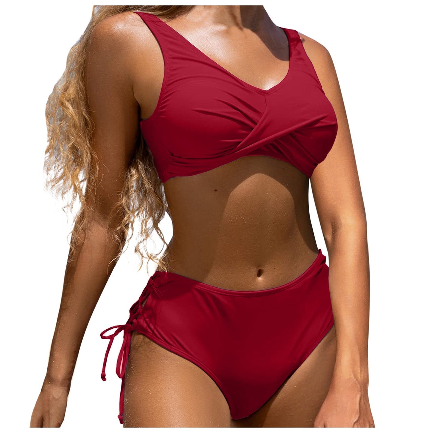 Modischer Damen-Bikini mit hoher Taille und Twist-Design