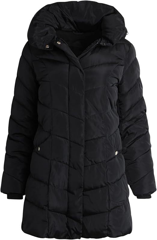 Damen Langer gesteppter Winterparka mit hochgeschlossenem Kragen ModeGeist
