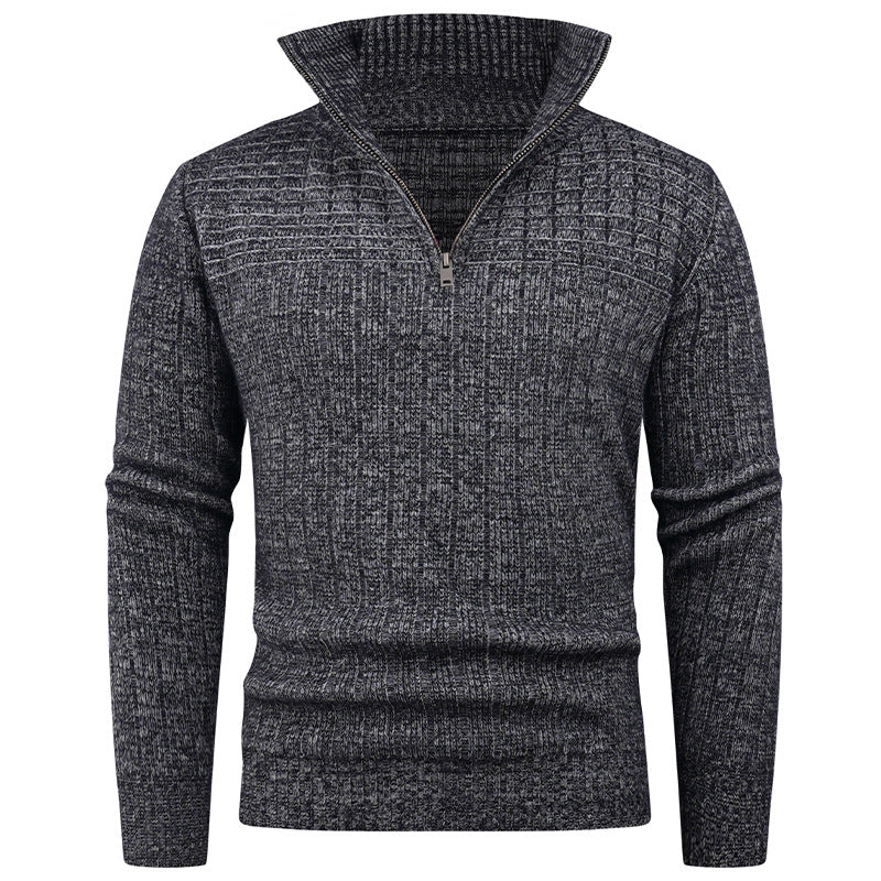 Herren Rollkragenpullover mit hochwertiger Rippstruktur und modernem Reißverschluss ModeGeist