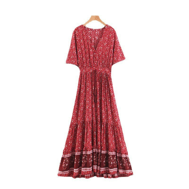 Unikat florales Boho-Maxikleid mit fließendem Schnitt von MODEGEIST