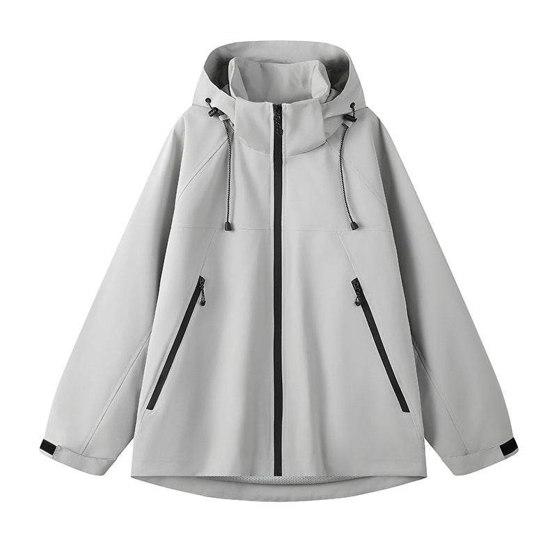 Damen technische Outdoor-Jacke mit verstellbarer Kapuze und funktionalen Reißverschlusstaschen ModeGeist
