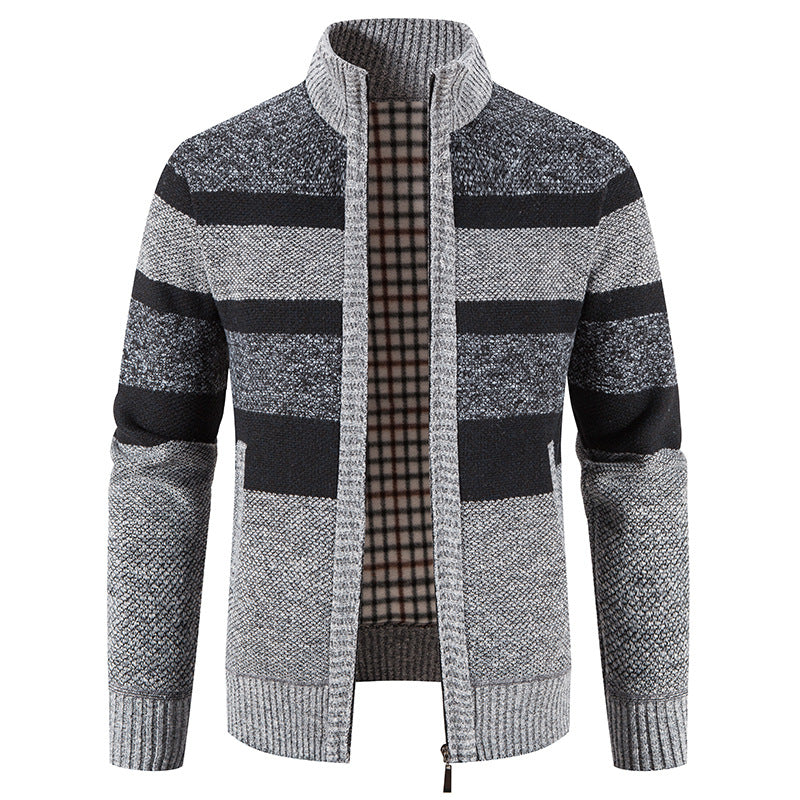 Herren modische Strickjacke mit einem modernen und vielseitigen Karomuster ModeGeist
