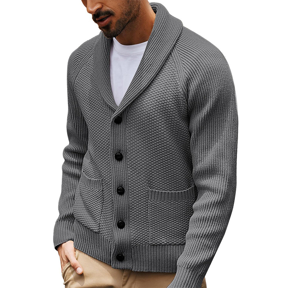 Herren Strickjacke mit strukturiertem Design und praktischem Schalkragen ModeGeist