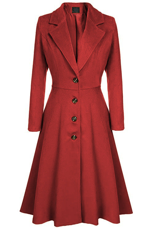 Damen Eleganter Wollmantel mit tailliertem Schnitt und langen Ärmeln ModeGeist