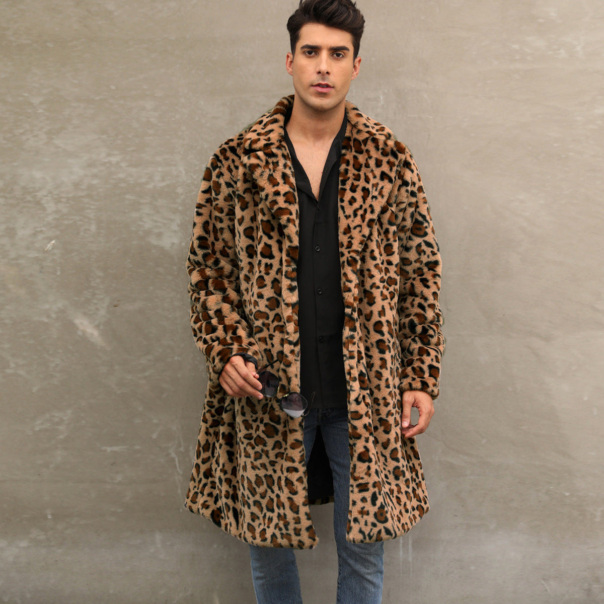 Herren Modischer Leopardenfell-Mantel ModeGeist
