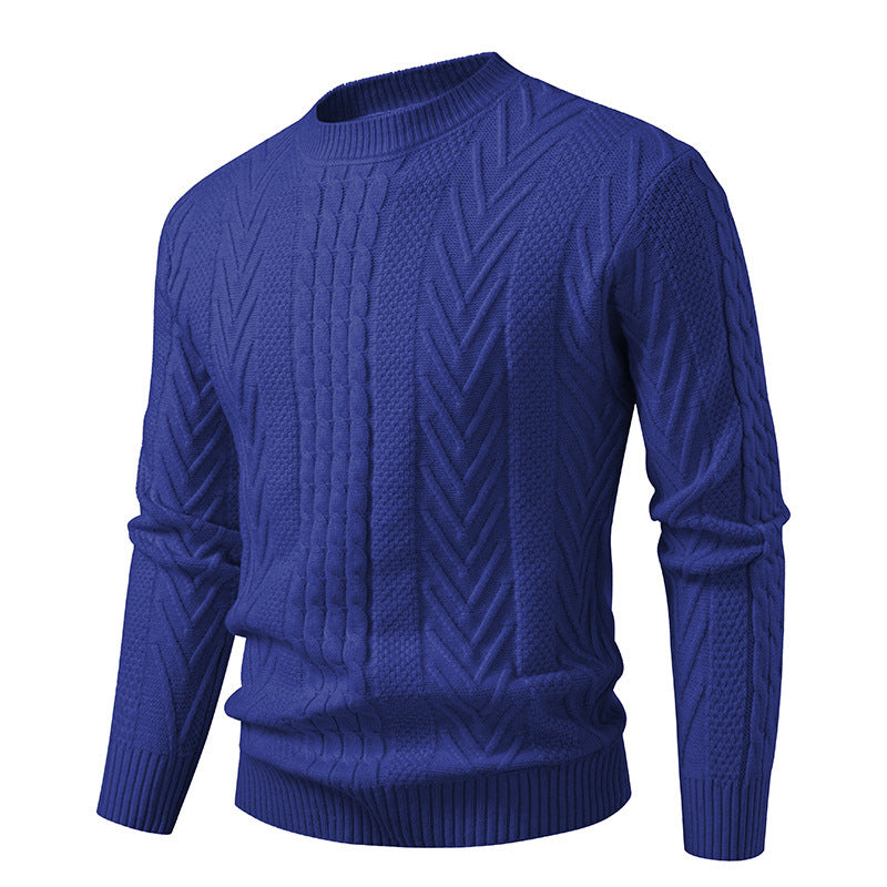 Herren Grobstrickpullover mit Zopfmuster und Rundhalsausschnitt ModeGeist