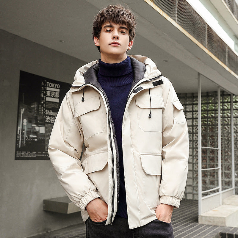 Herren wetterfeste Utility-Jacke mit Kapuze und Taschen ModeGeist