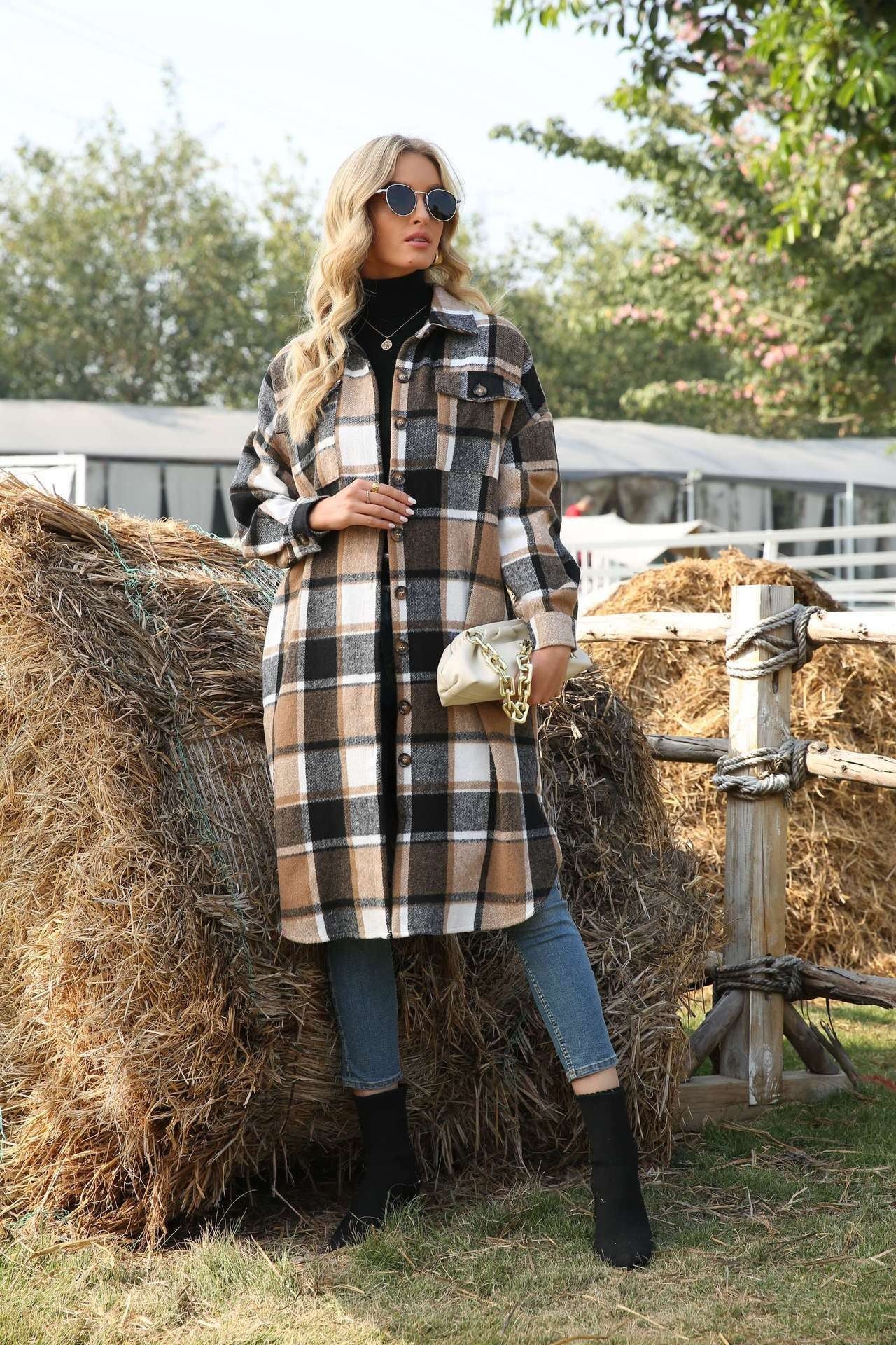 Damen Karierte Overshirtjacke ModeGeist