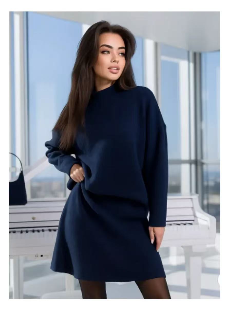 Damen Strickensemble mit weitem Schnitt und hochgeschlossenem Kragen ModeGeist