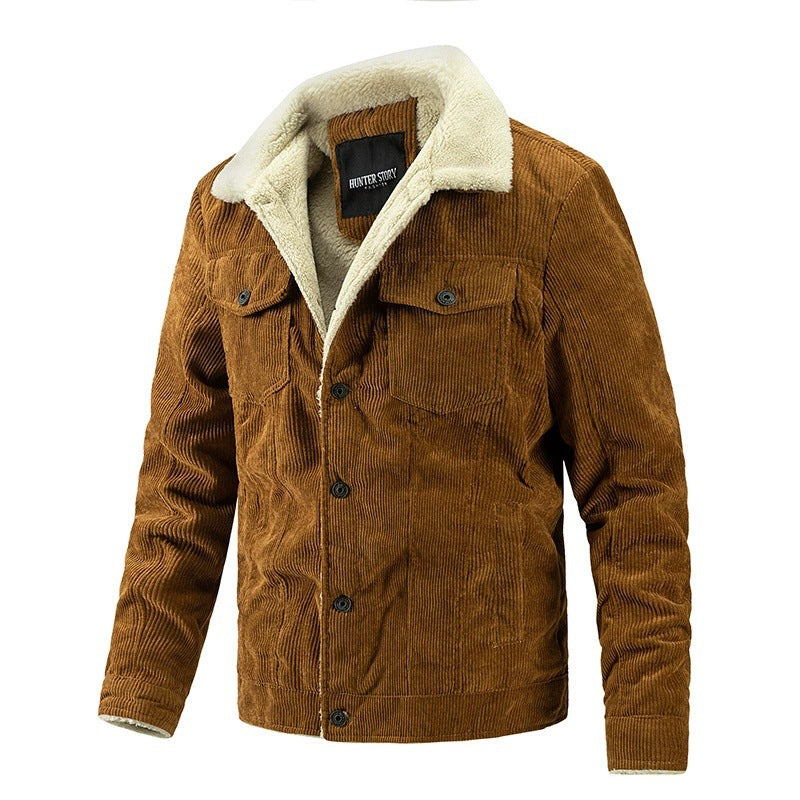 Herren kuschelige Cord-Jacke mit warmem Futter ModeGeist