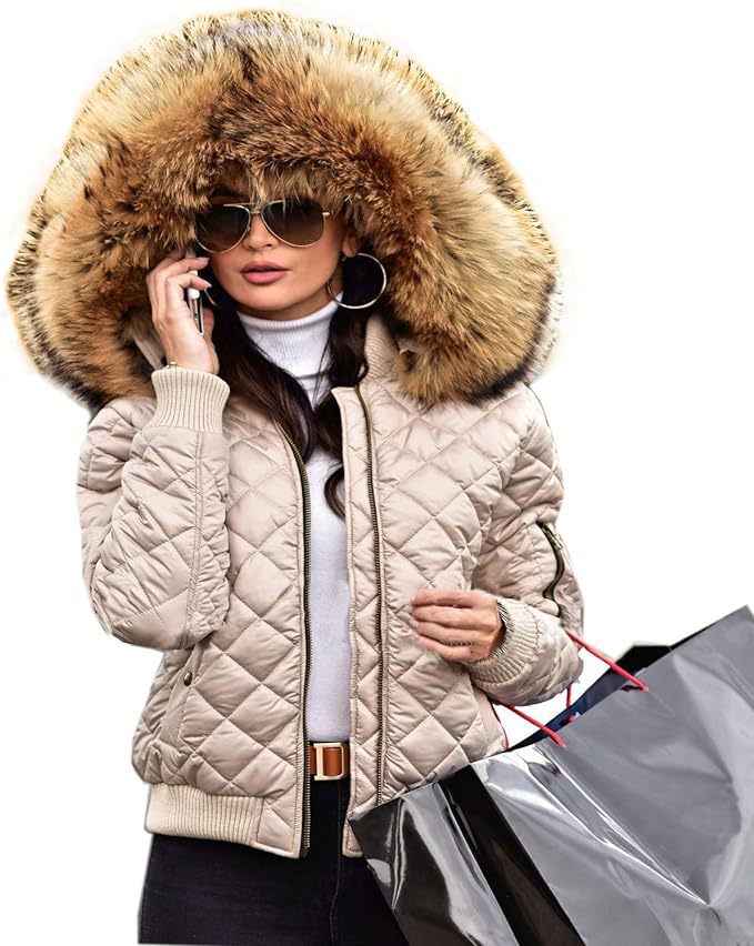 Damen gesteppte Winterjacke mit luxuriösem Pelzkragen ModeGeist