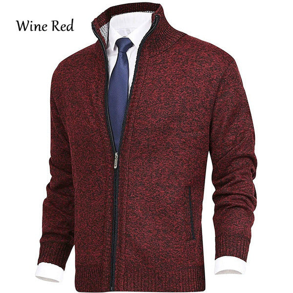 Herren modische Strickjacke mit hohem Kragen und eleganten Kontrastdetails ModeGeist