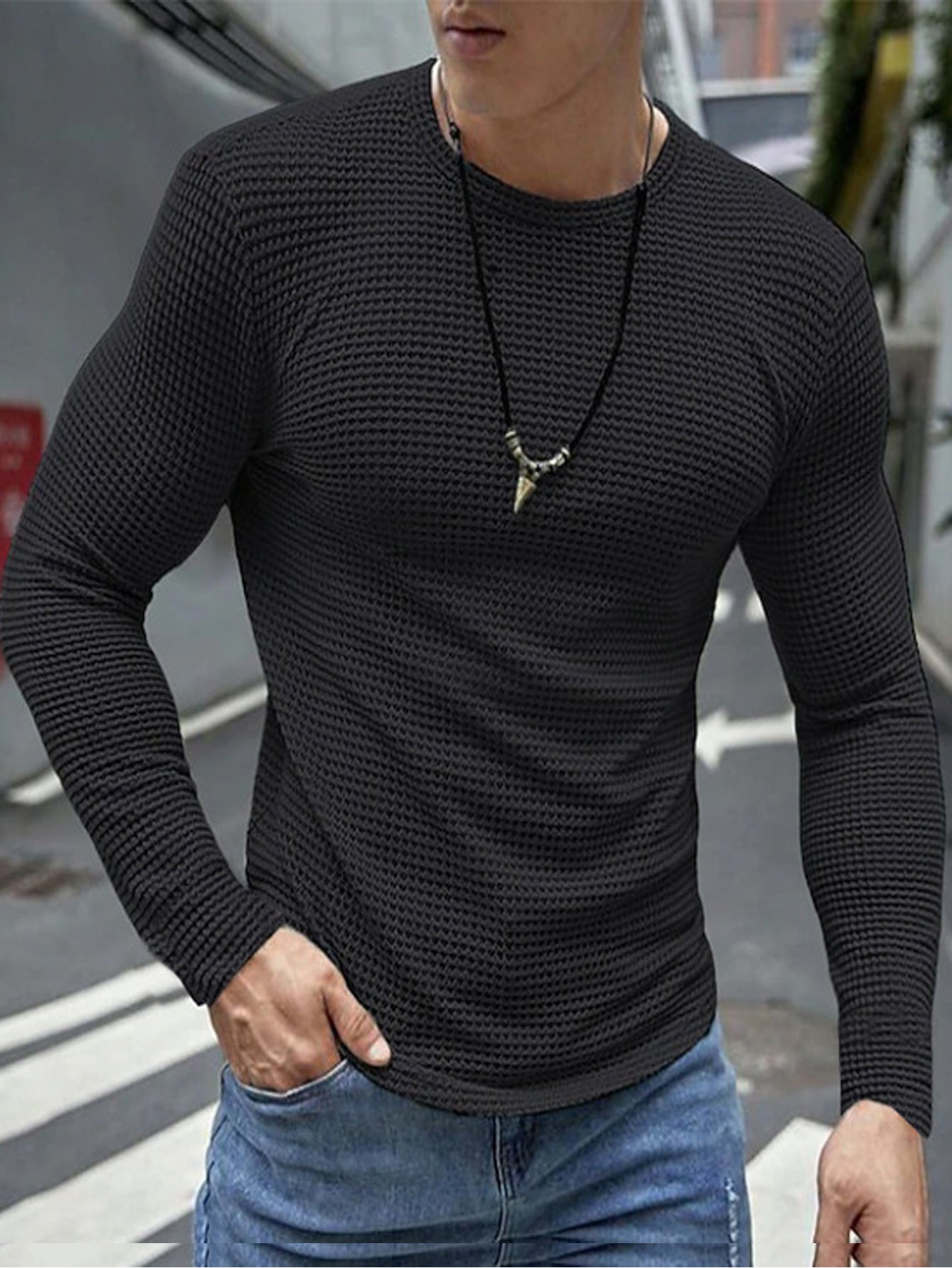 Herren Langarmshirt aus strukturiertem Material ModeGeist