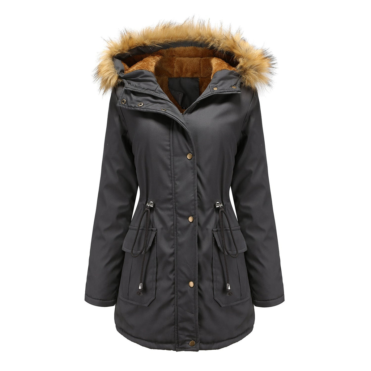 Damen warme Outdoor-Parka mit abnehmbarer Kapuze und luxuriösem Kunstfell ModeGeist