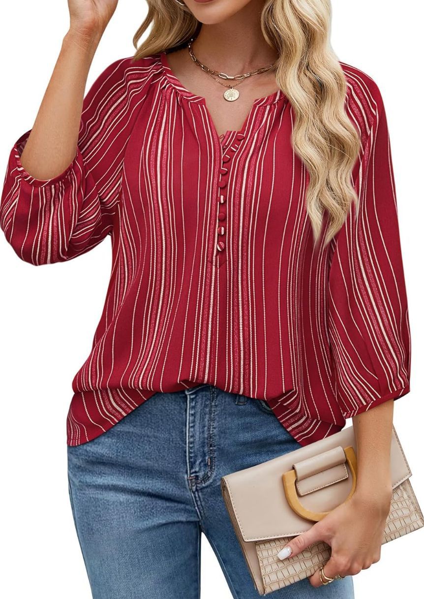 Elegante Damenbluse mit Streifen und femininen Details von MODEGEIST