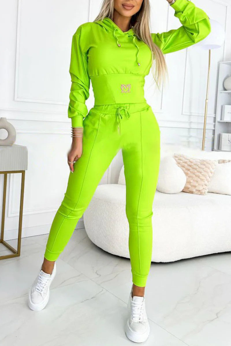 Damen Sportliches Jumpsuit-Set mit Kapuze und elastischem Bund ModeGeist