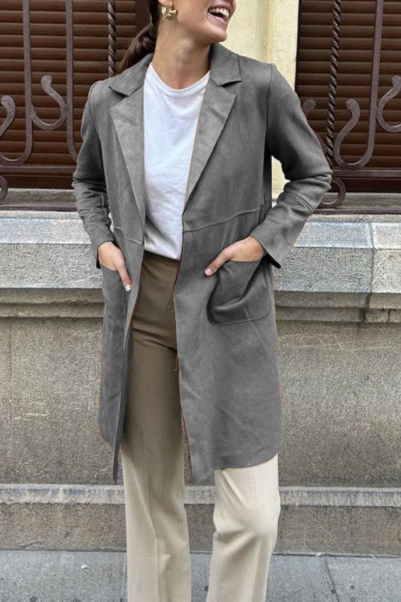 ModeGeist | Langer Wildleder Trenchcoat
