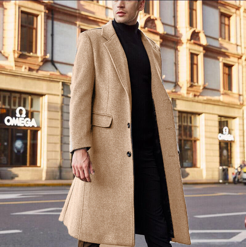 Herren eleganter lang geschnittener Wollmantel ModeGeist