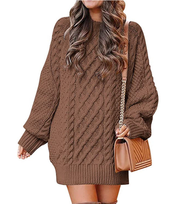 Damen Großer Strickpullover mit Zopfmuster und lässigem Schnitt ModeGeist
