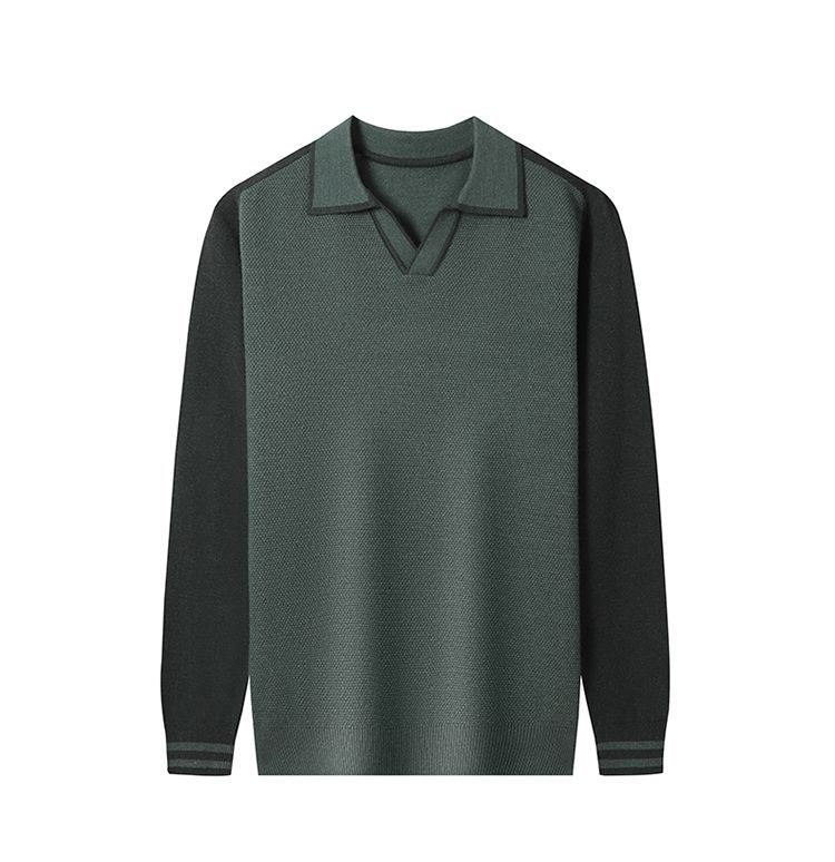 Herren Feinstrickpullover mit V-Ausschnitt und modischem Kontrastdesign ModeGeist