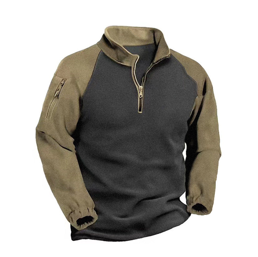 Herren Fleece-Pullover mit hohem Kragen und Stehkragen ModeGeist