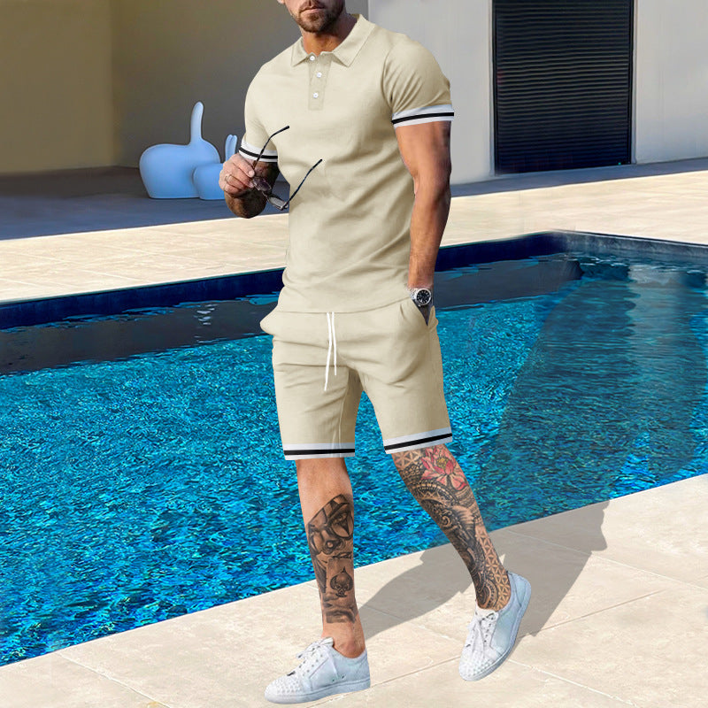 Herren Poloshirt und Shorts-Set mit sportlichen Akzenten ModeGeist
