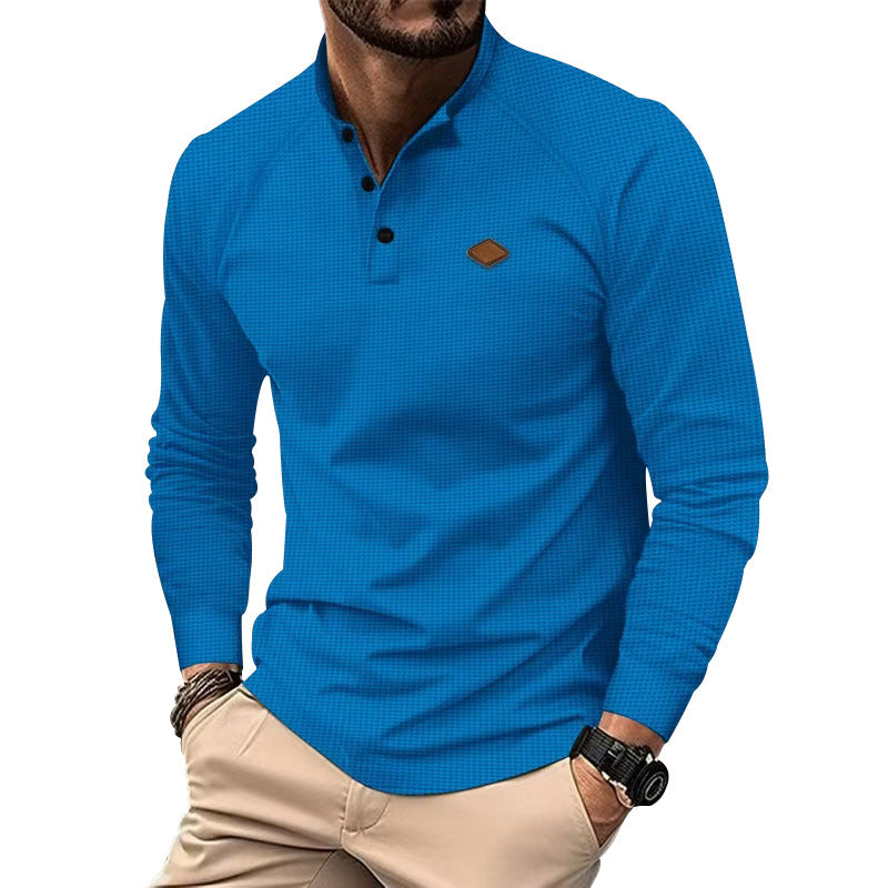 Herren Langarm-Henley-Shirt mit strukturierter Oberfläche und modischen Knopfdetails ModeGeist