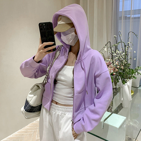 Komfortable Crop Hoodie Jacke für Frauen von Fudus