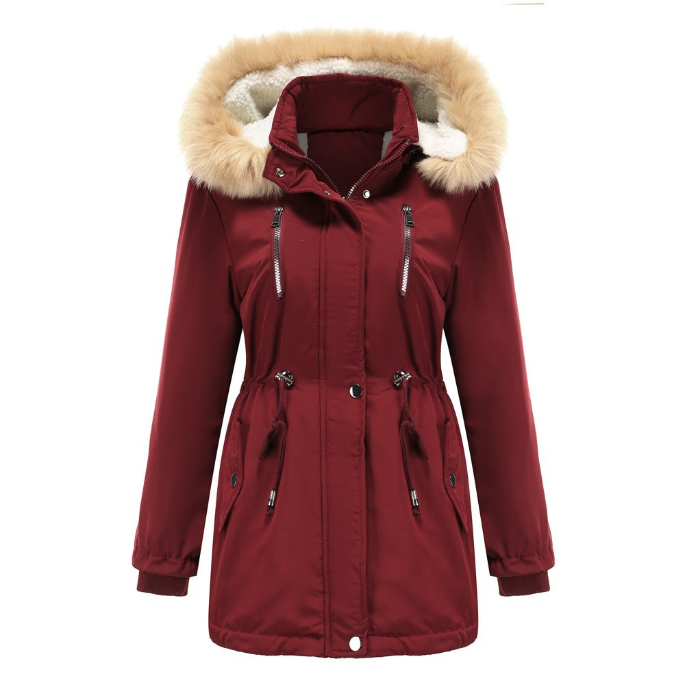 Damen isolierte Winterjacke mit abnehmbarem Kunstfellkragen ModeGeist