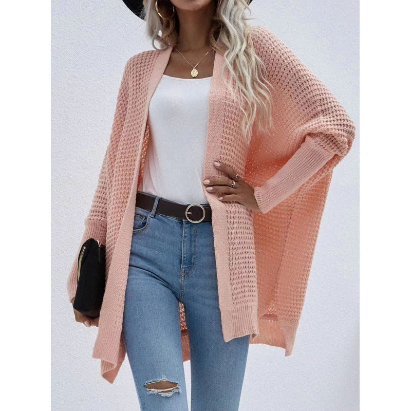 Damen luftige Strickjacke mit offenes Design und feiner Maschenstruktur ModeGeist