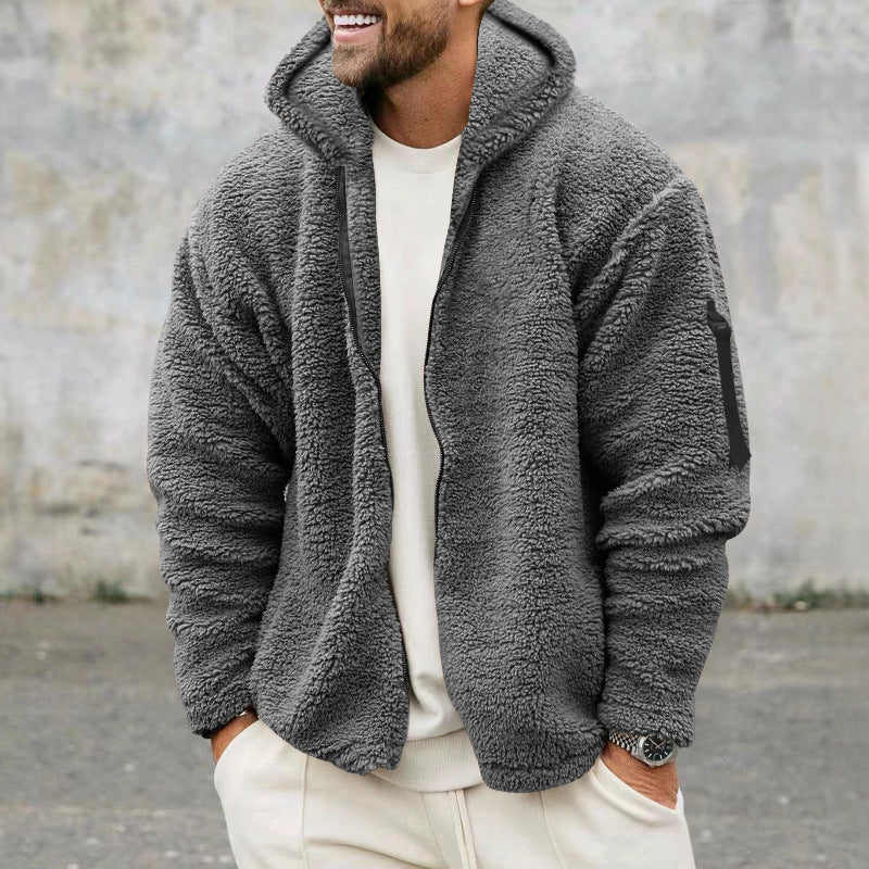Herren Kuschelige Fleecejacke mit Kapuze und praktischen Reißverschlusstaschen ModeGeist