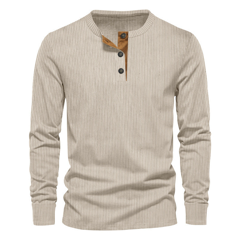 Herren lässiges Langarmshirt mit Knopfleiste und Rippstruktur ModeGeist
