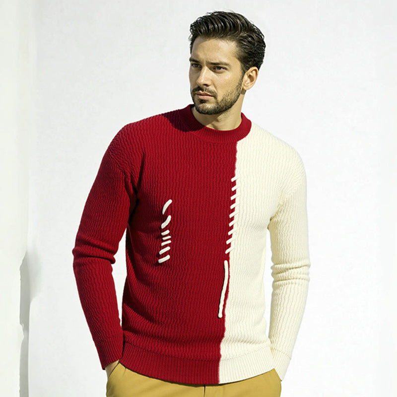 Herren Strickpullover mit modernem Struktur-Design und kontrastierenden Mustern ModeGeist