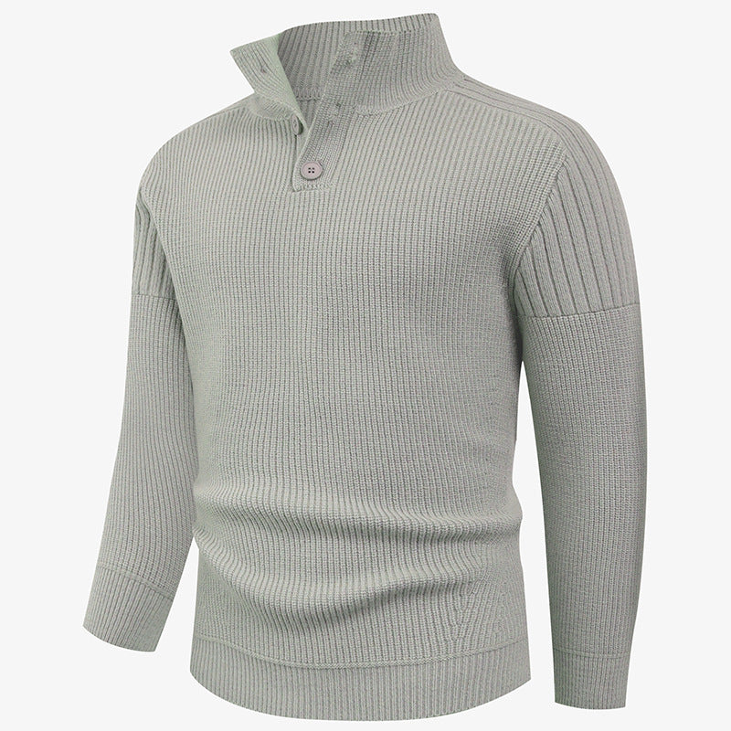 Herren Strickpullover mit hohem Kragen und Knopfdetails ModeGeist