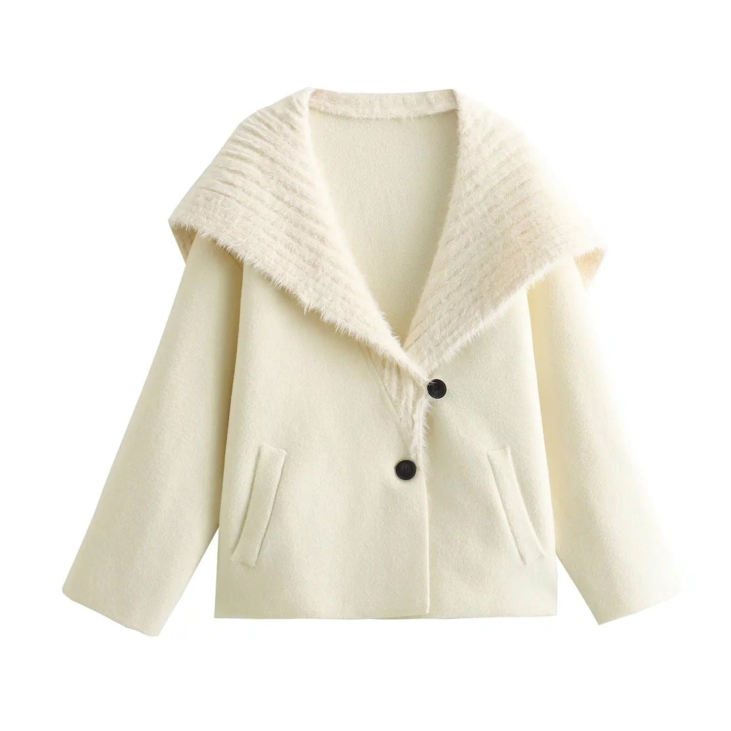 Damen Kuschelige Fleecejacke mit breitem Kragen ModeGeist