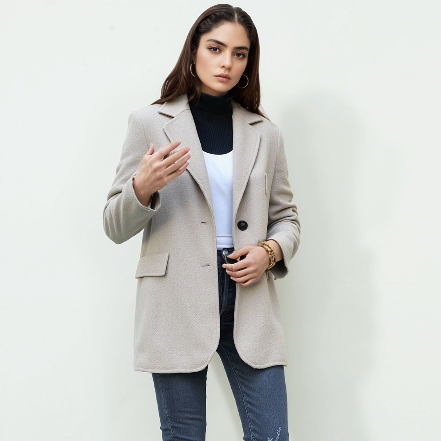 Damen elegante Boucle-Blazerjacke ModeGeist