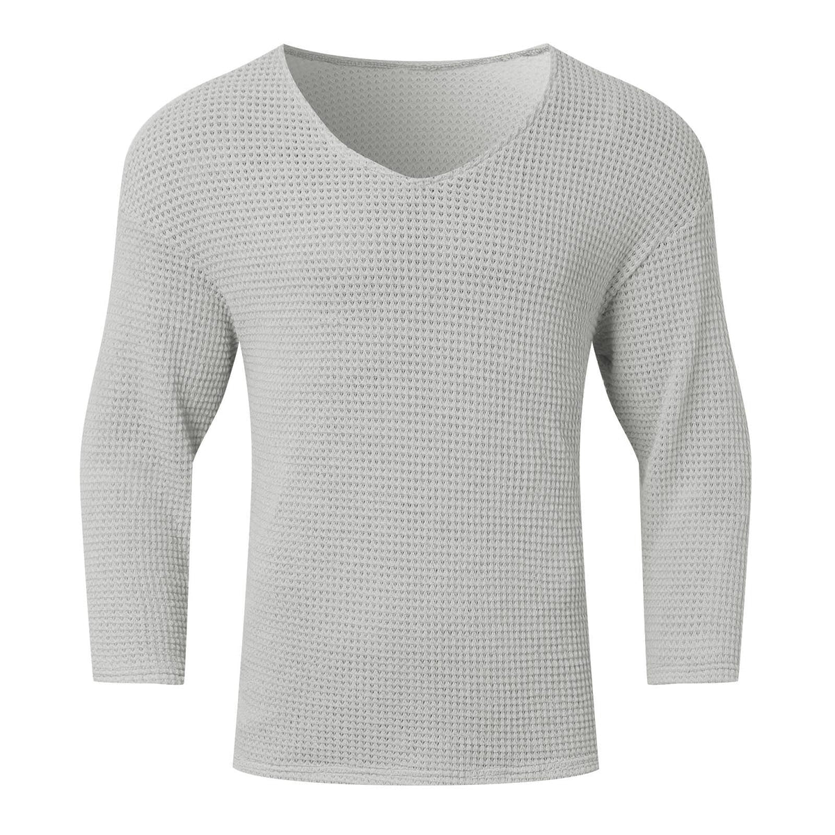 Herren Waffelstruktur V-Ausschnitt Langarmshirt ModeGeist