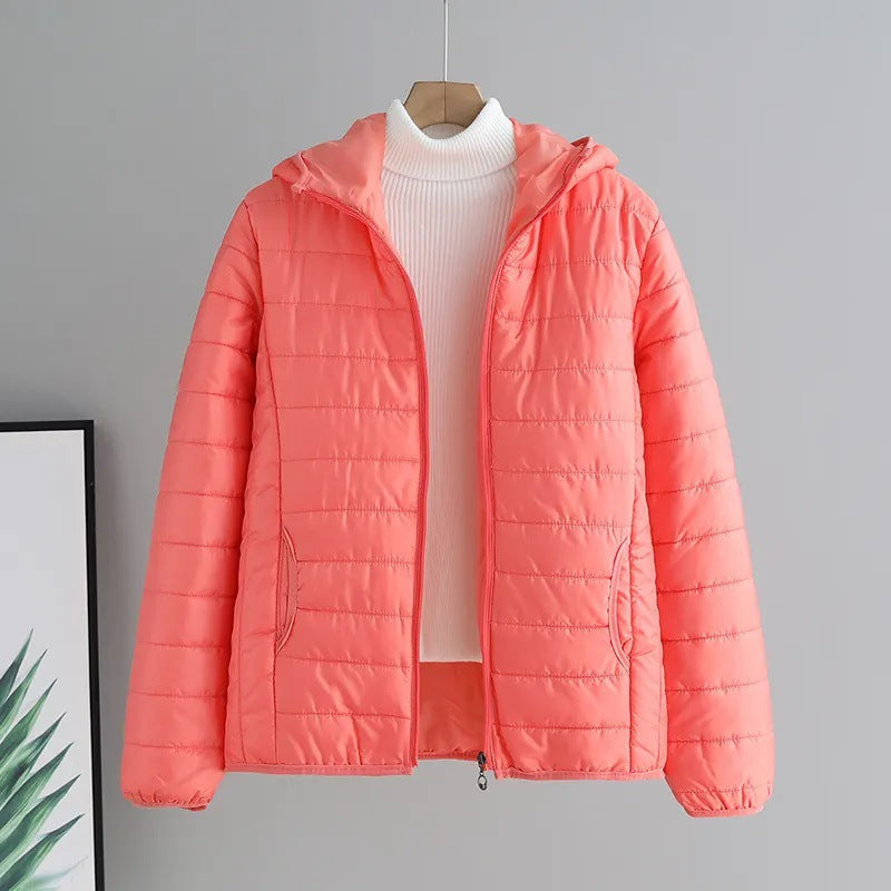 Damen gesteppte Übergangsjacke mit praktischen Taschen und Kapuze ModeGeist