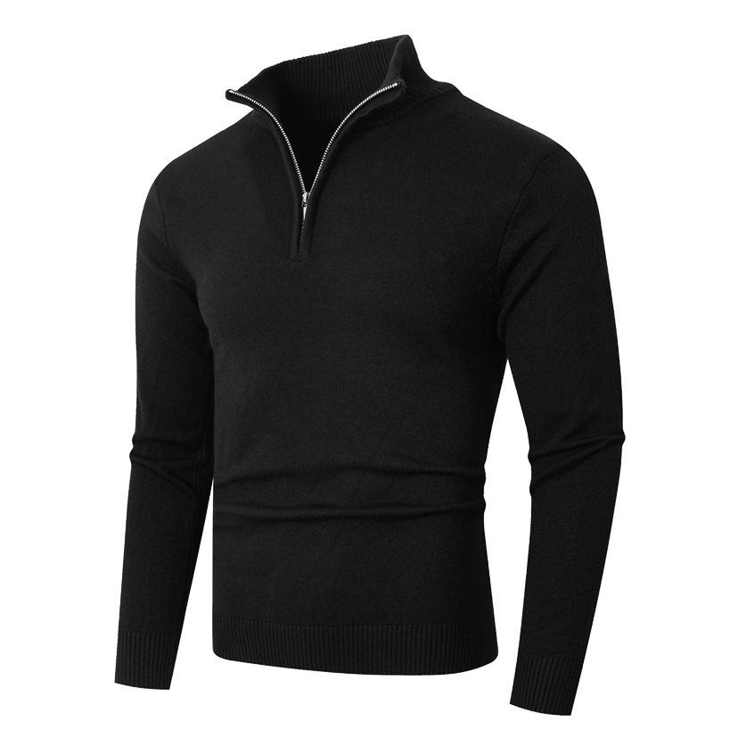 Herren Strickpullover mit modernem Stehkragen und hochwertigem Reißverschluss ModeGeist