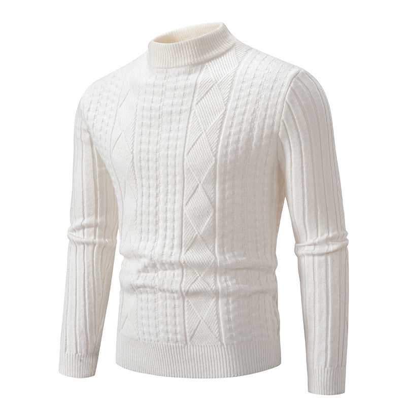 Herren Grobstrickpullover mit modernem Zopfmuster und hohem Kragen ModeGeist