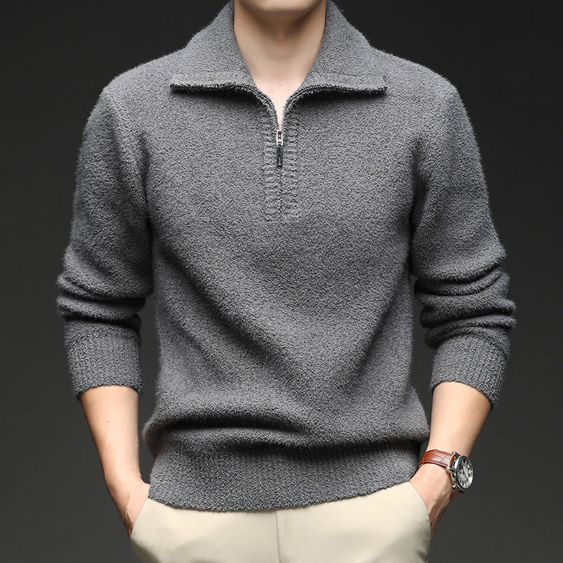 Herren Pullover mit hohem Kragen und Reißverschluss ModeGeist