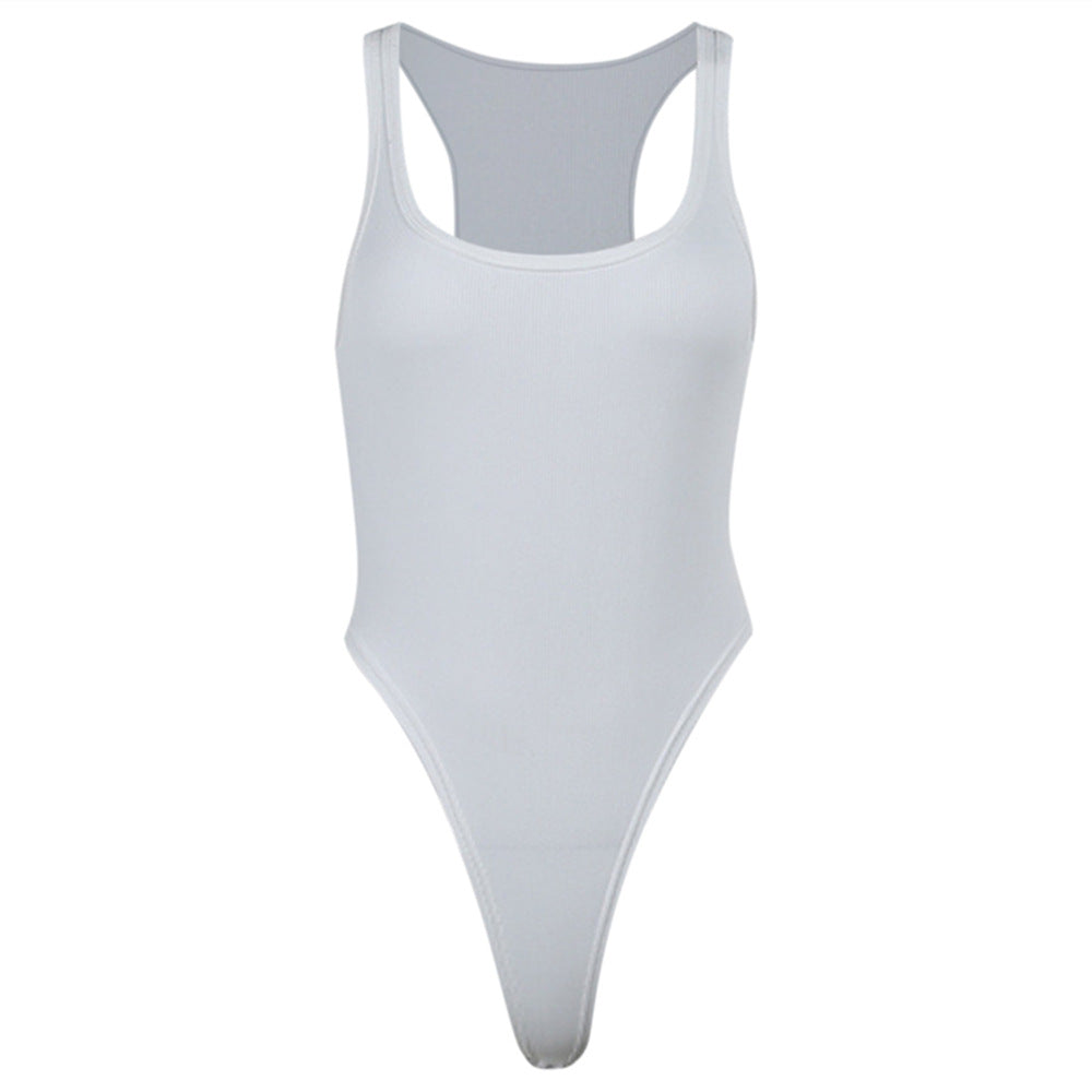 Moderner Damen-Badeanzug mit Racerback und hohem Beinausschnitt