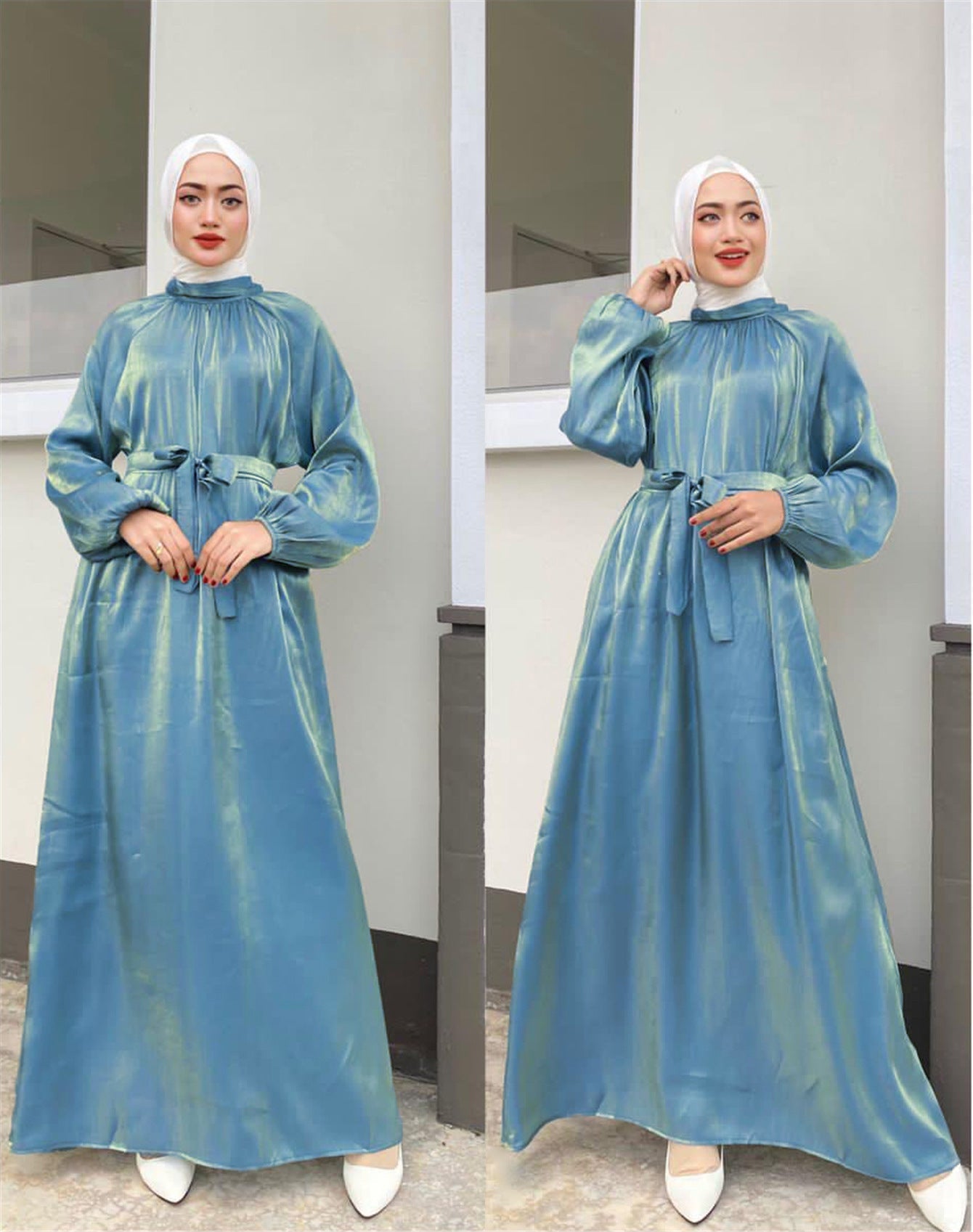 Damen Elegantes Langarmkleid mit Taillengürtel ModeGeist