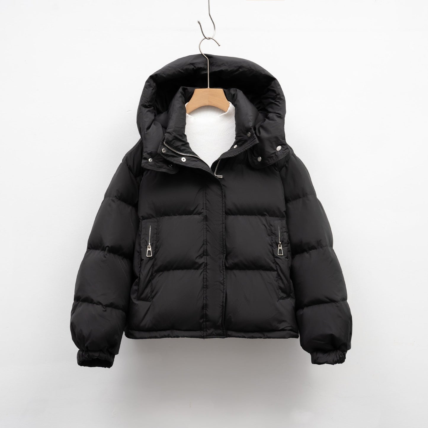 Damen Pufferjacke mit abnehmbarer Kapuze und voluminösem Schnitt ModeGeist