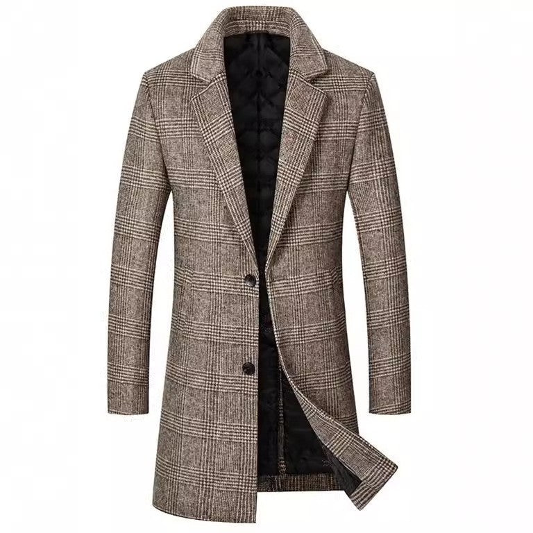 Herren eleganter klassischer Karomantel mit doppelter Knopfreihe ModeGeist